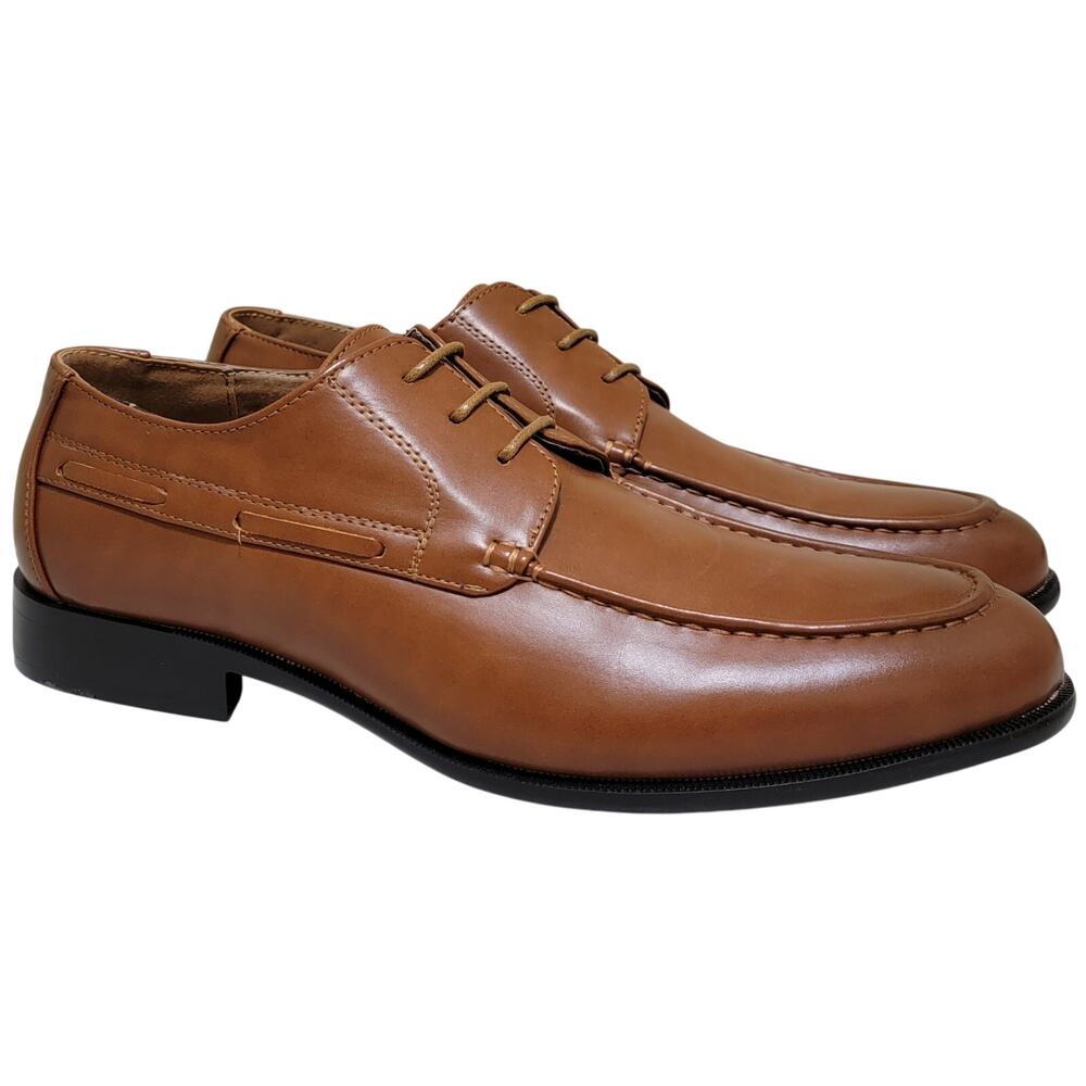 Tahari Men Randall Moc Toe Derby Oxfords Size US 10.5 Brown Faux Leather